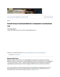 Formal Versus Functional Method in Comparative Constitutional Law