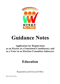 Guidance Notes Application for Registration As an Elector in A