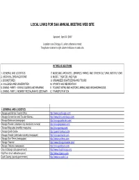 Local Links for SAA Web Site