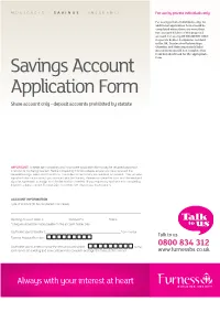 Savings Account Application Form