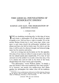 The Logical Foundations of Democratic Dogma' I