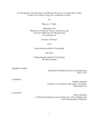 1 an Investigation of the Mechanical and Physical Properties of Copper