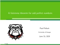 A Finiteness Theorem for Odd Perfect Numbers