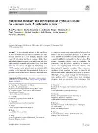 Functional Illiteracy and Developmental Dyslexia: Looking for Common Roots. a Systematic Review