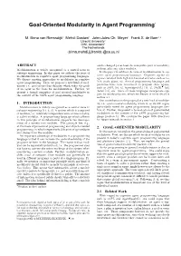 Goal-Oriented Modularity in Agent Programming∗