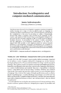 Introduction: Sociolinguistics and Computer-Mediated Communication