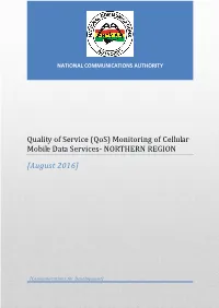 Qos Monitoring of Cellular Mobile Data Services- Northern Region