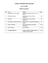 COUNCIL INFORMATION PACKAGE June 18, 2021 Table of Contents