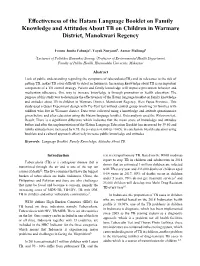 Effectiveness of the Hatam Language Booklet on Family Knowledge and Attitudes About TB on Children in Warmare District, Manokwari Regency
