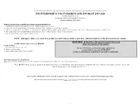 Fss Internship & Volunteering Site Booklet 2019-2020