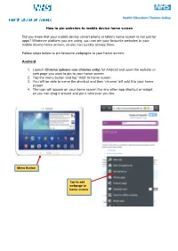 How to Pin Websites to Mobile Device Home Screen Android