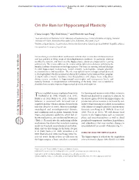 On the Run for Hippocampal Plasticity