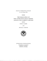 The Dissolution of the Austro-Hungarian Empire : Lessons for Currency Reform / Peter M