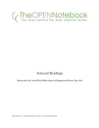 The Open Notebook’S Pitch Database Includes Dozens of Successful Pitch Letters for Science Stories