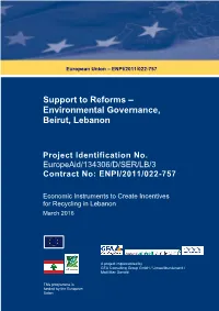 Use of Economic Instruments for Recycling in Lebanon Streg