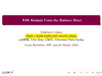 XVA Analysis from the Balance Sheet