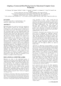 Adapting a Commercial Role-Playing Game for Educational Computer Game Production