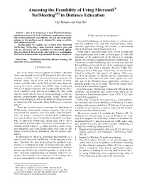 Assessing the Feasibility of Using Microsoft Netmeeting in Distance
