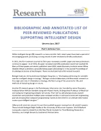 Bibliographic and Annotated List of Peer-Reviewed Publications Supporting Intelligent Design