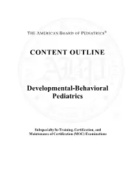 Developmental-Behavioral Pediatrics