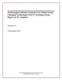 (FGCT) Working Group Report on 5G Adoption