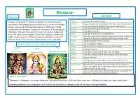 Hinduism Summary Key Words