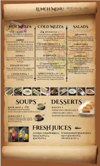 Lunch Menu Monday Thru Friday