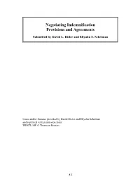 Negotiating Indemnification Provisions and Agreements