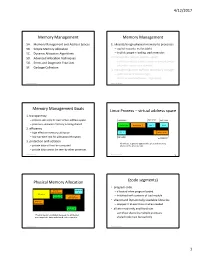 Virtual Address Space Physical Memory Allocation