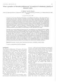 What Is Primitive in Mesembryanthemaceae? an Analysis of Evolutionary Polarity of Character States