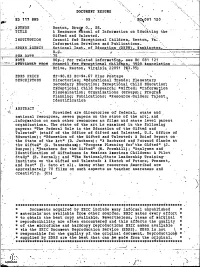 ED 117 885 a Resource Anual of Information on Eduating The
