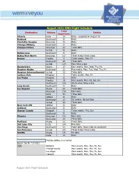 JSX August 2021 RNO Flight Schedule