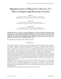 Miniaturization of Microwave Devices: It's Effect in Improving Electronic