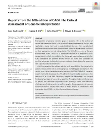 Reports from the Fifth Edition of CAGI: the Critical Assessment of Genome Interpretation