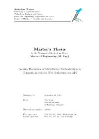 Security Evaluation of Multi-Factor Authentication in Comparison with the Web Authentication API