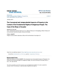 The Conceptual and Jurisprudential Aspects of Property in the Context of the Fundamental Rights of Indigenous People: the Case of the Shuar of Ecuador