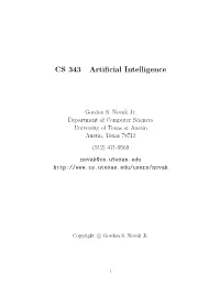 CS 343 Artificial Intelligence