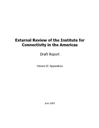 External Review of the Institute for Connectivity in the Americas