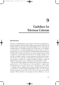 Guidelines for Television Criticism