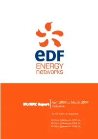 IFI/RPZ Report for the Licensed Companies EDF Energy Networks