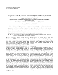Indigenous Knowledge and Uses of Medicinal Plants in Macchegaun, Nepal