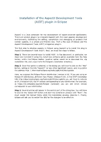Installation of the Aspectj Development Tools (AJDT) Plugin in Eclipse