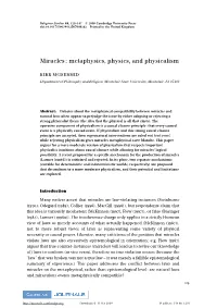 Miracles: Metaphysics, Physics, and Physicalism