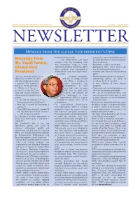 Newsletterfor Private Circulation Only Message from the Global Vice President’S Desk
