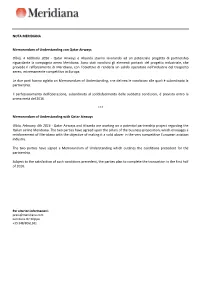 NOTA MERIDIANA Memorandum of Understanding Con