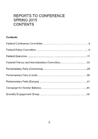 Reports to Conference Spring 2015 Contents