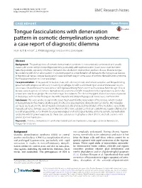 Tongue Fasciculations with Denervation Pattern in Osmotic Demyelination Syndrome: a Case Report of Diagnostic Dilemma H