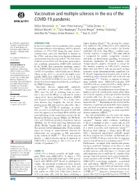 Vaccination and Multiple Sclerosis in the Era of the COVID-19 Pandemic