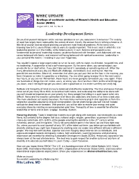 WHEC UPDATE Leadership Development Series