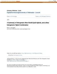 A Summary of Intergeneric New World Quail Hybrids, and a New Intergeneric Hybrid Combination